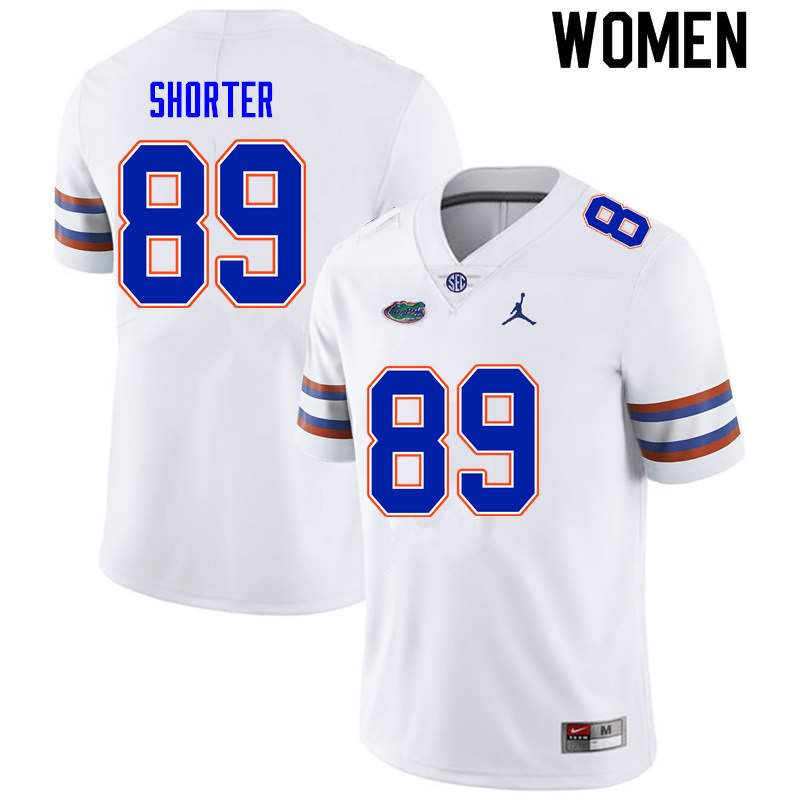 Women's NCAA Florida Gators Justin Shorter #89 Stitched Authentic Nike White College Football Jersey GWQ0365WR